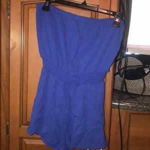 Royal blue strapless romper